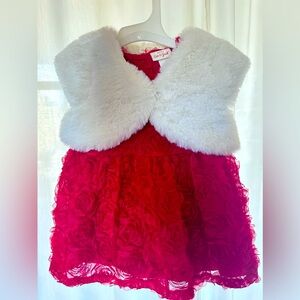 Infant Red Rosette Dress with vest